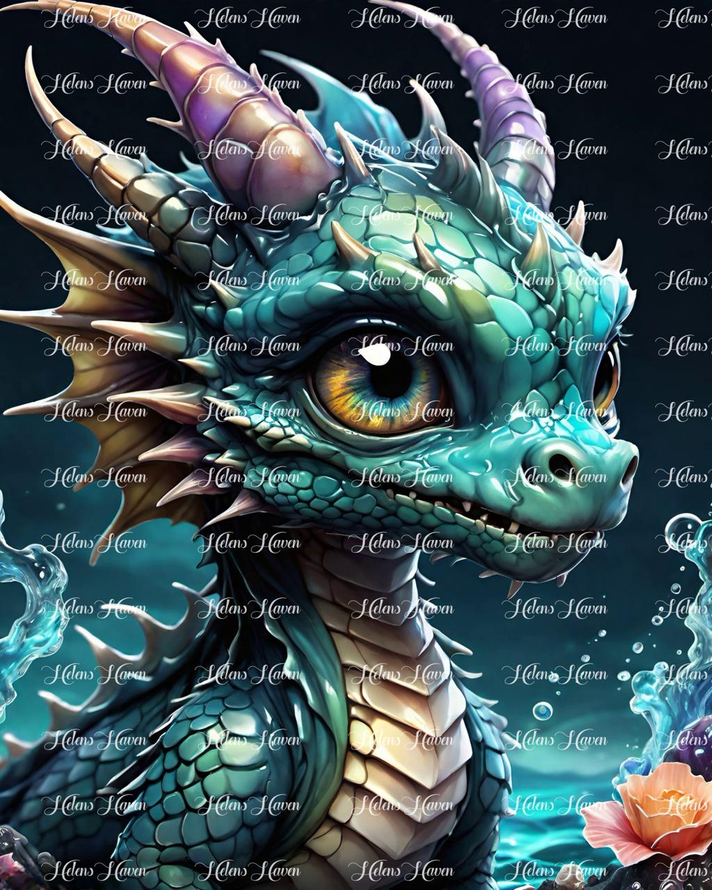 Teal dragon baby