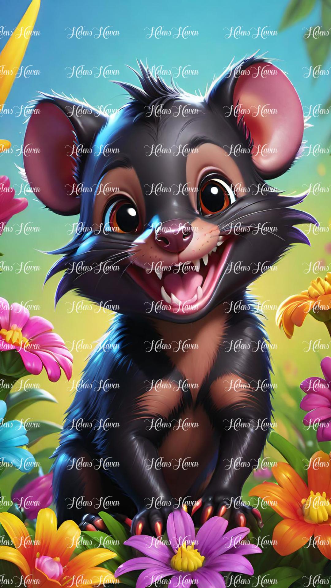 Cute happy baby tasmanian devil