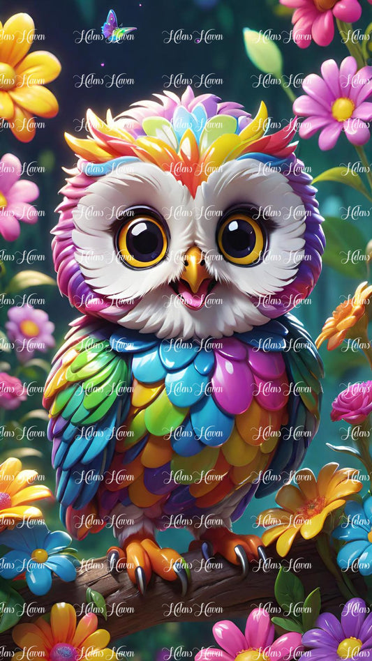 Happy colourful owlet