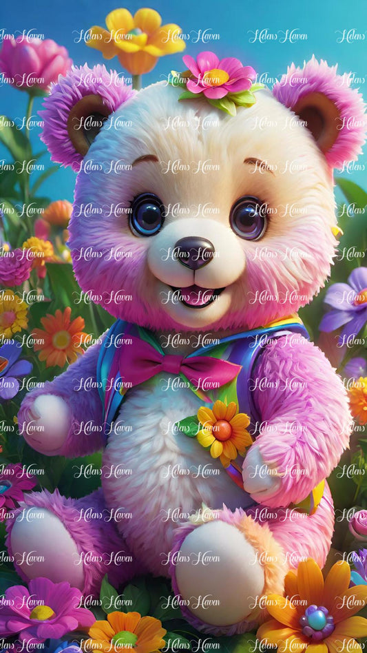 Cute pink and white teddy