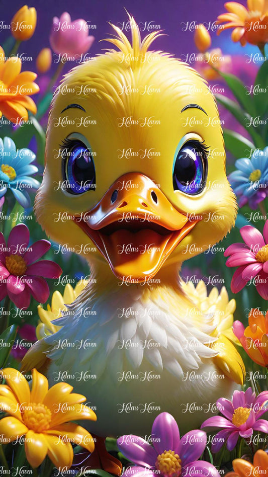 Cute happy baby duckling