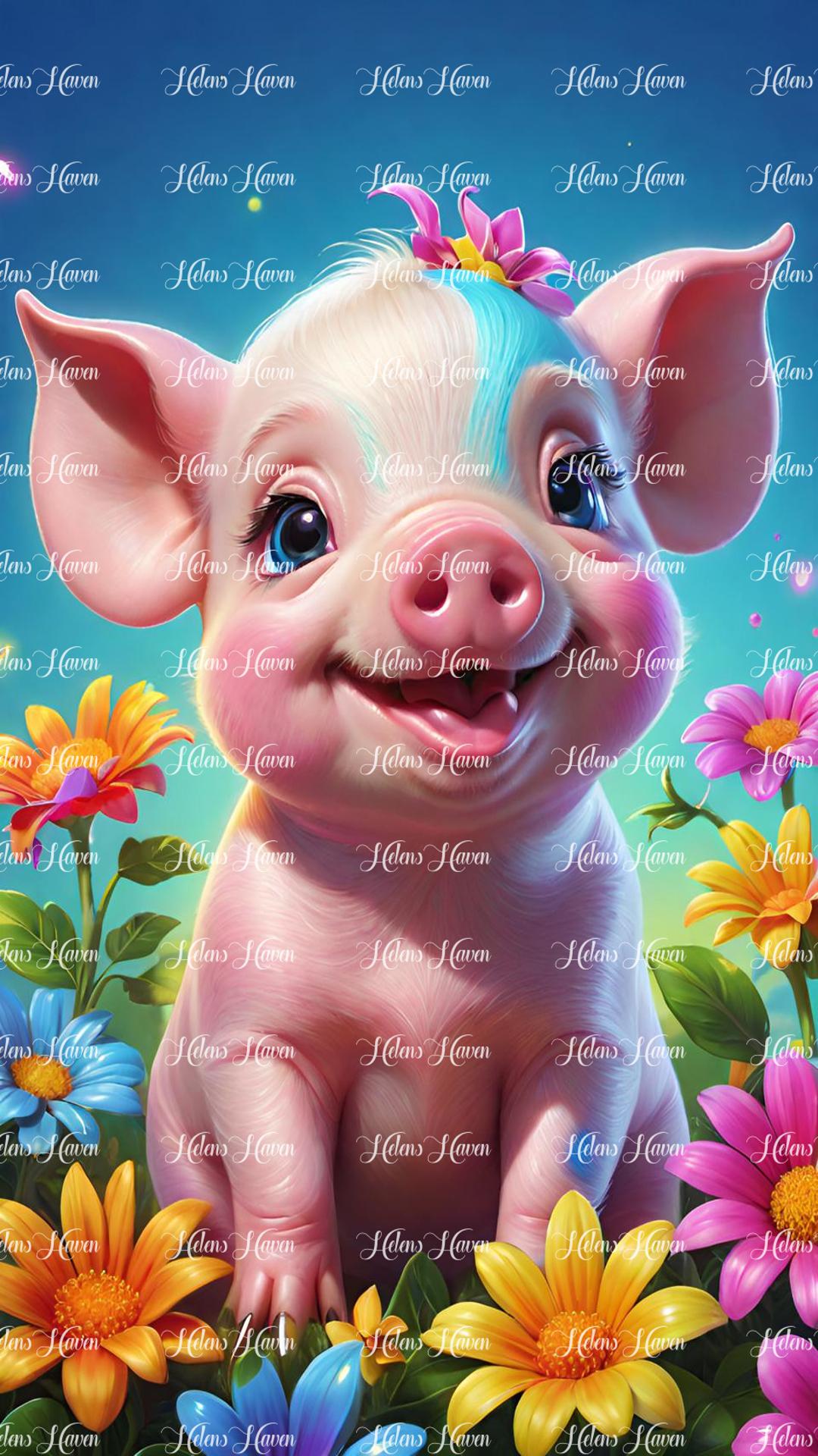 Cute pink piglet