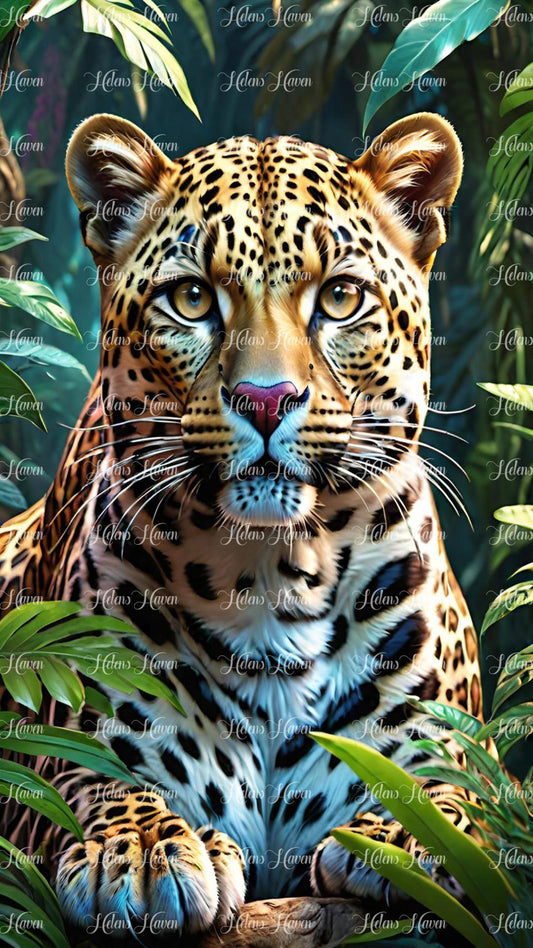 Closeup of a jaguar in a forest