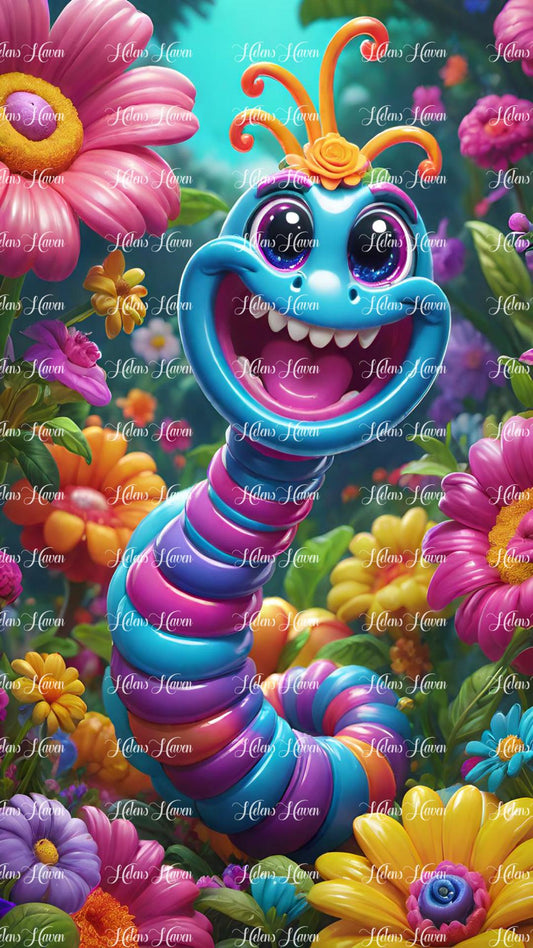 Colourful happy baby worm