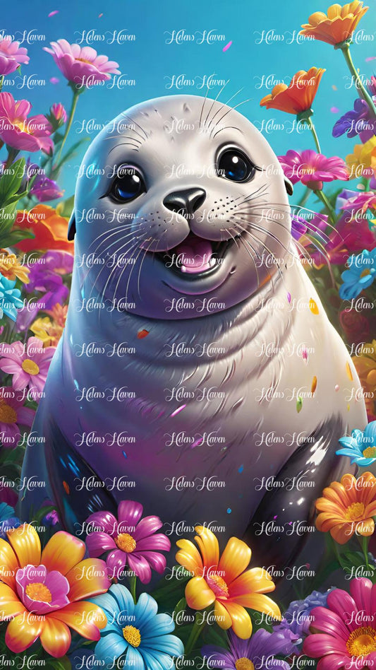 Silver seal in flowers