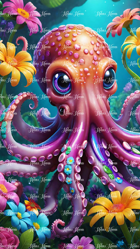 Cute pink and orange octopus