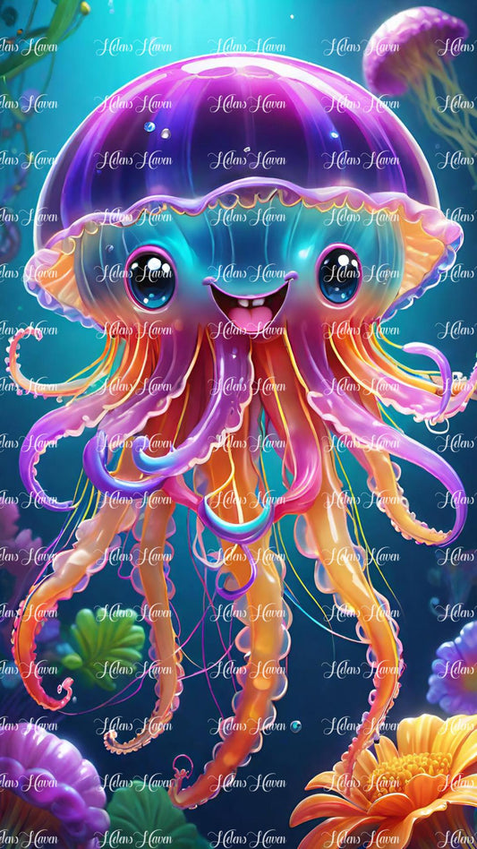 Cute purple and orange jellyfish