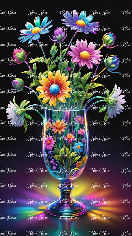 colourful flower arrangement glowing