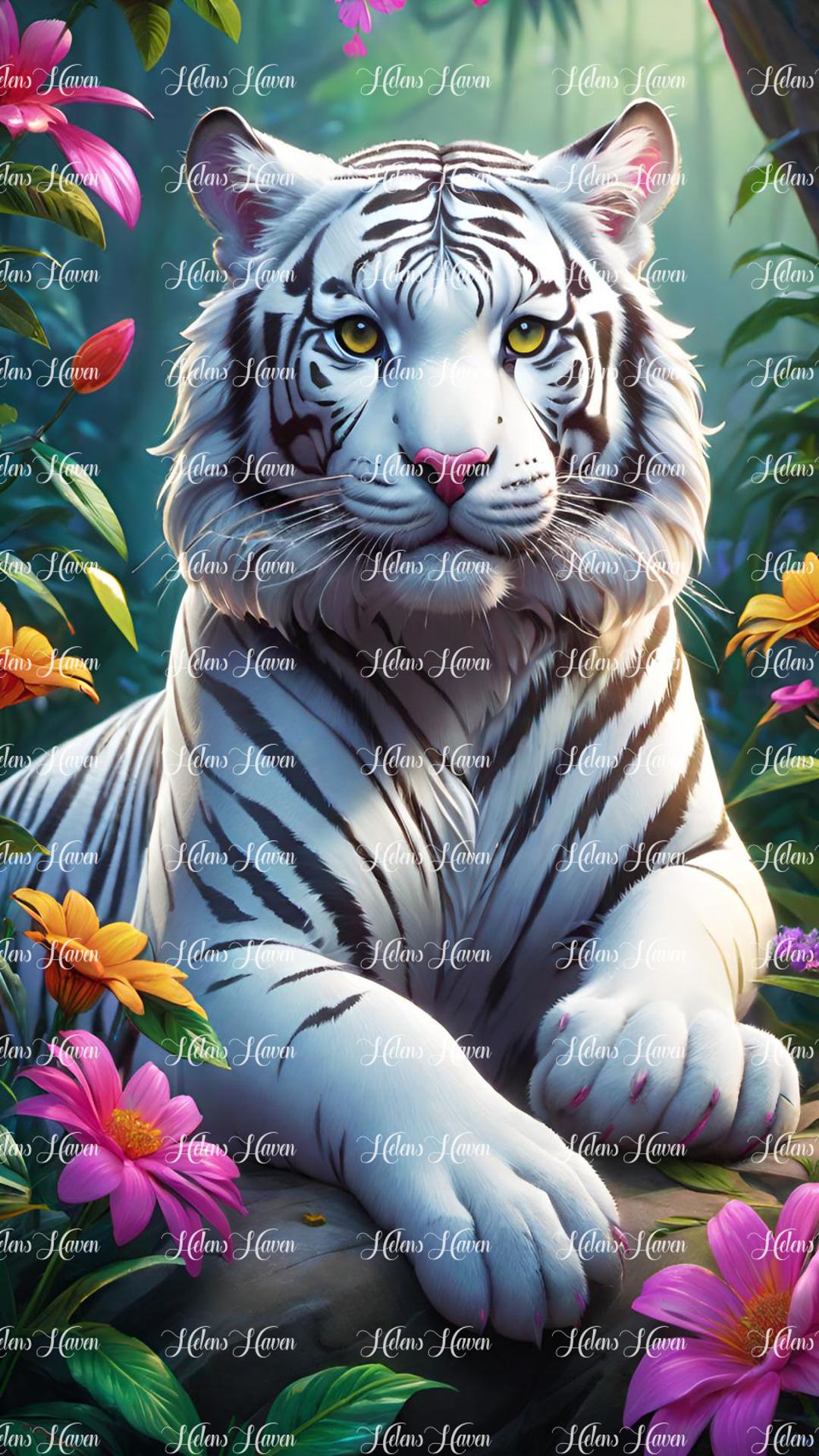 White tiger in forest