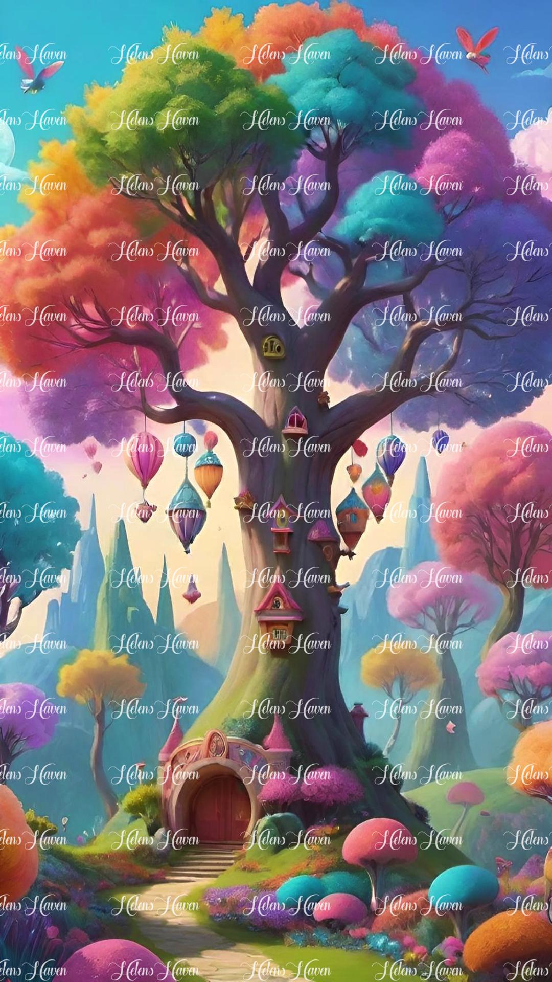 Colourful cotton candy tree