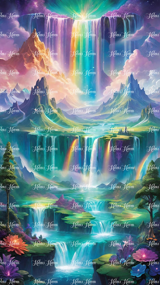 majestic rainbow glistening waterfalls