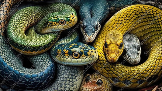 A tangle of multi coloured snakes