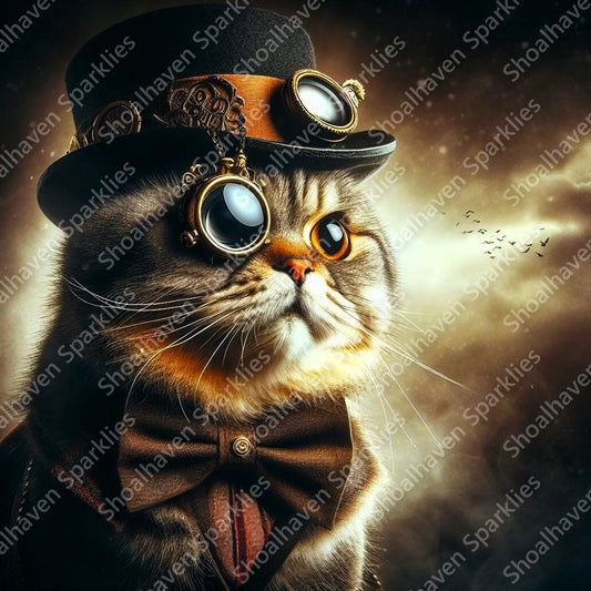 Cat in steampunk outfit