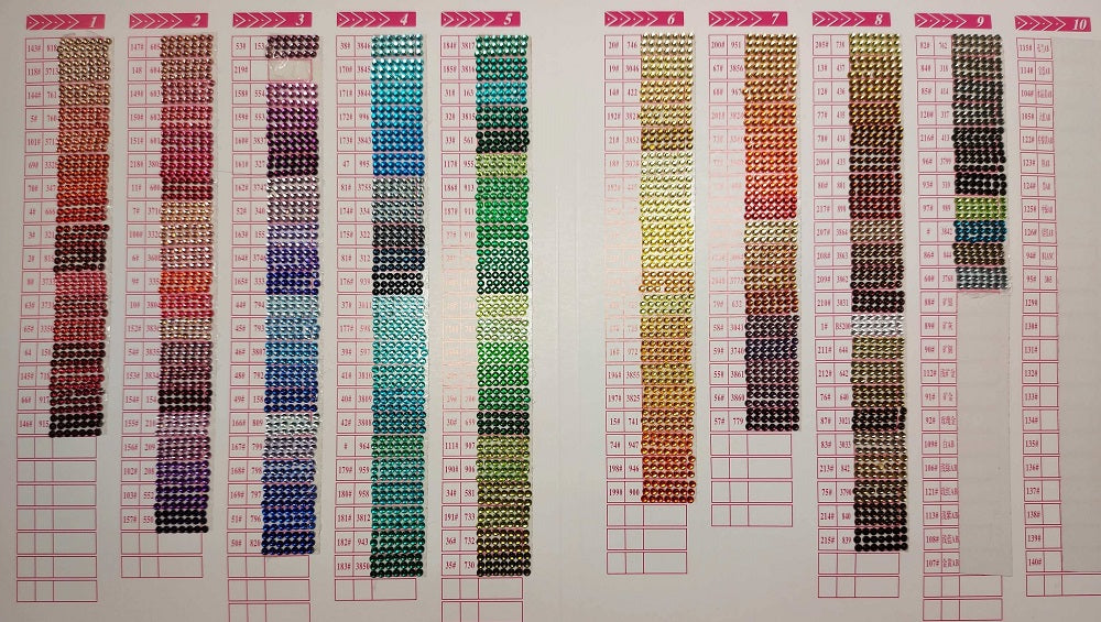 Crystal Colour Chart ROUND With Dots