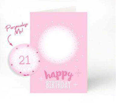 PERSONALISED  GREETING CARD happy birthday sparkle 12.6 x17.7cm